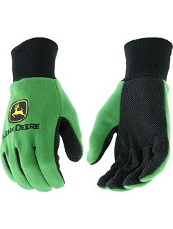 JD00002 Jersey Gloves - Large, 10 oz Jersey Gloves, Ribbed Knit Wrist, Polyester/Cotton Fabric Straight Thumb, Green/Black