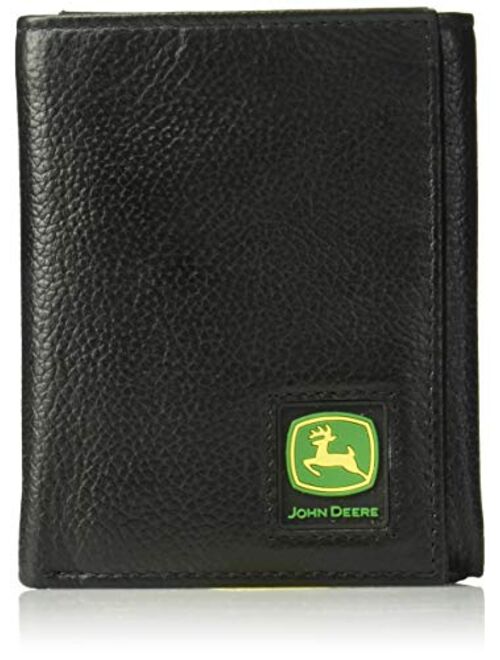 John Deere Men's Tri-Fold Wallet,Black,One Size