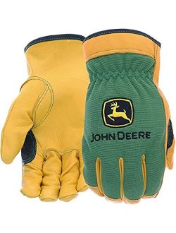 JD00008-XL Men's Top Grain Deerskin Leather Driver Gloves, Abrasion Resistant, Tan, Water Resistant, Green