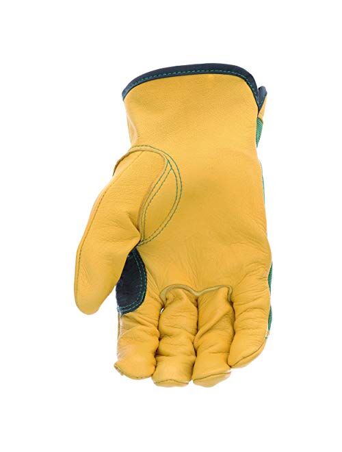 John Deere JD00008-XL Men's Top Grain Deerskin Leather Driver Gloves, Abrasion Resistant, Tan, Water Resistant, Green