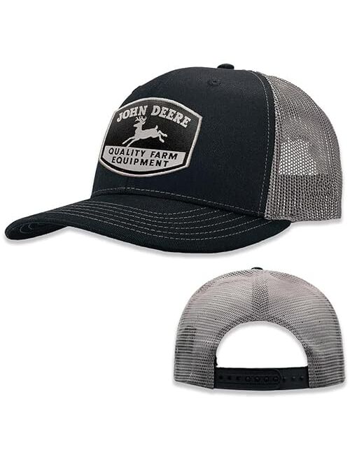 John Deere Black Moline 112 Fit Cap Gray Mesh Vintage Logo Hat