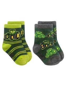 Green 2 pack Crew Socks Sizes 6-12M, 12-24M 2T-4T, 4-5 Child