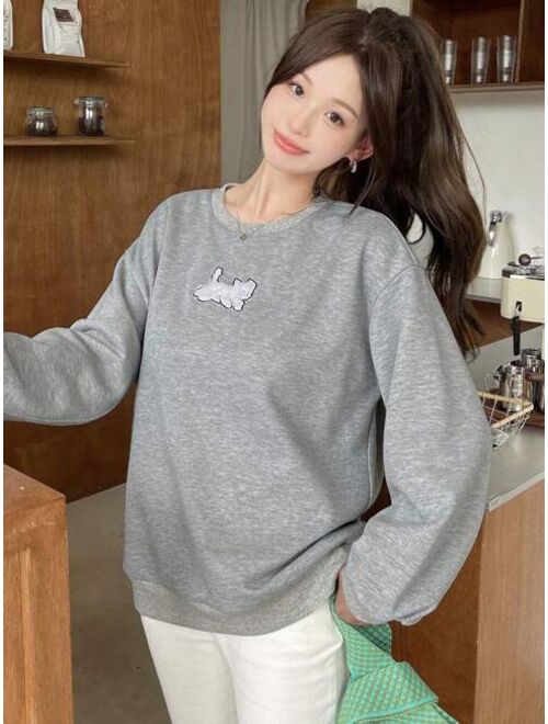 DAZY Letter Graphic Drop Shoulder Pullover