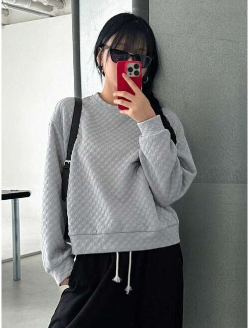DAZY Solid Drop Shoulder Sweatshirt