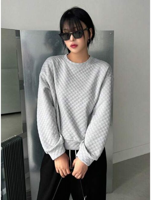 DAZY Solid Drop Shoulder Sweatshirt