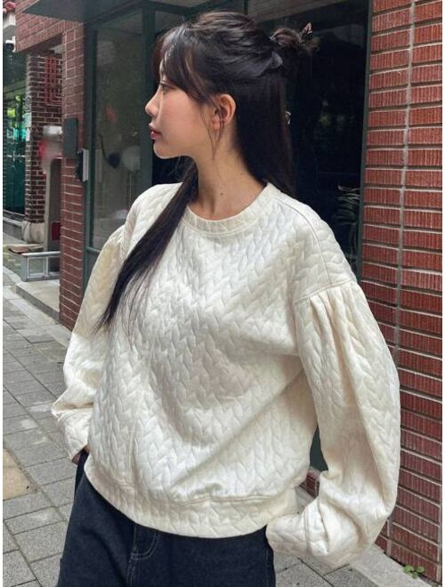 DAZY Solid Drop Shoulder Sweatshirt