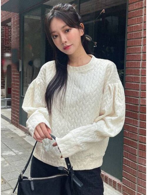 DAZY Solid Drop Shoulder Sweatshirt