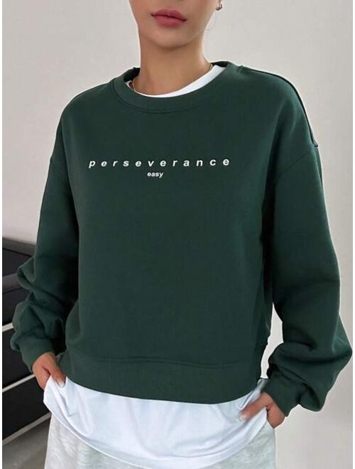 DAZY Slogan Graphic Drop Shoulder Sweatshirt Without Tee