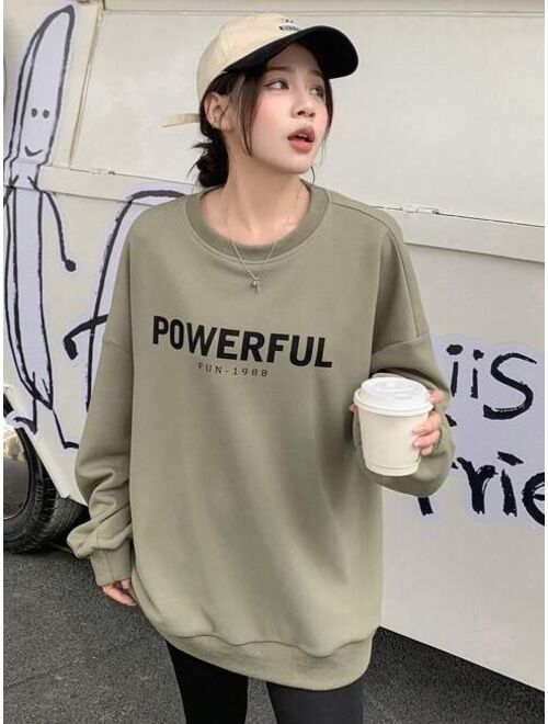 DAZY Letter Graphic Drop Shoulder Oversized Pullover