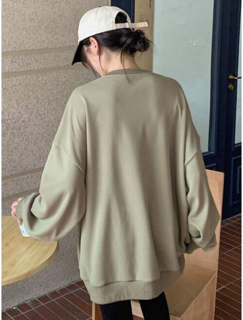 DAZY Letter Graphic Drop Shoulder Oversized Pullover