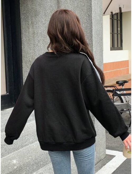 DAZY Contrast Bow Front Drop Shoulder Pullover