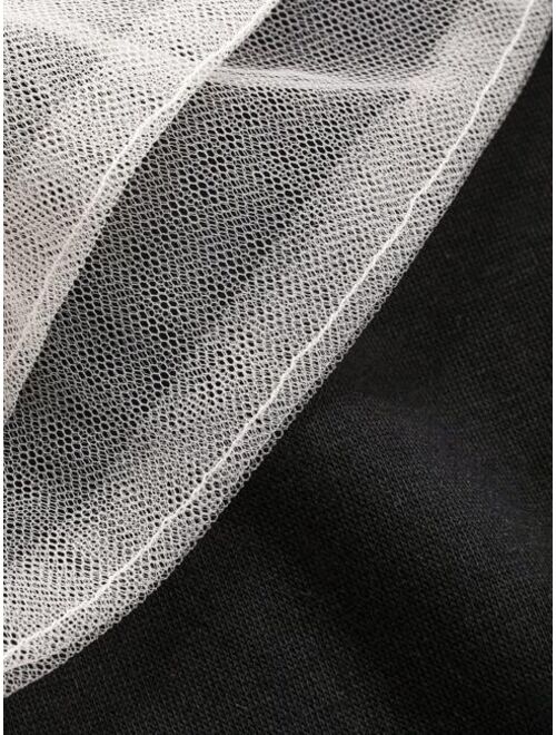 DAZY Contrast Bow Front Drop Shoulder Pullover