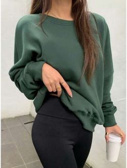 Solid Drop Shoulder Sweatshirt