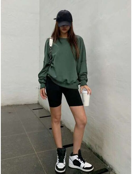 DAZY Solid Drop Shoulder Sweatshirt