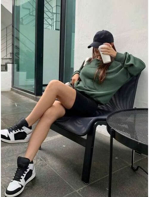 DAZY Solid Drop Shoulder Sweatshirt