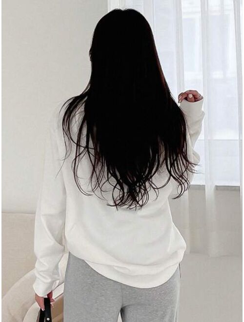 DAZY Letter Graphic Drop Shoulder Sweatshirt