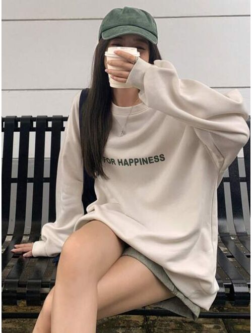 DAZY Slogan Graphic Drop Shoulder Oversized Pullover