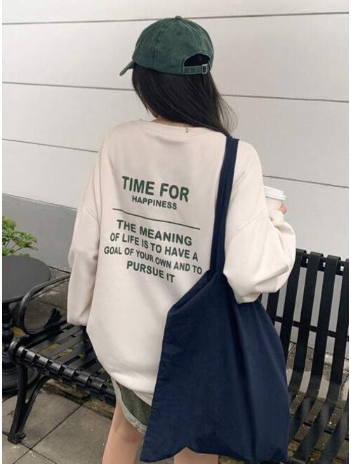 DAZY Slogan Graphic Drop Shoulder Oversized Pullover