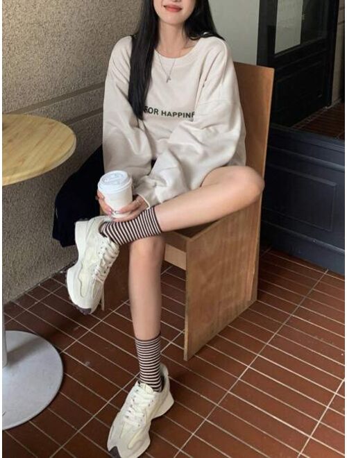 DAZY Slogan Graphic Drop Shoulder Oversized Pullover