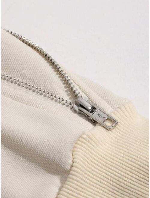 DAZY Letter Graphic Top stitching Drop Shoulder Sweatshirt