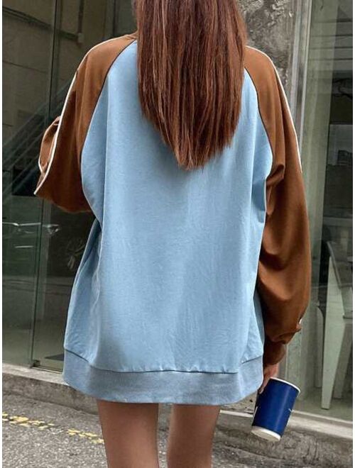 DAZY Letter Graphic Raglan Sleeve Sweatshirt