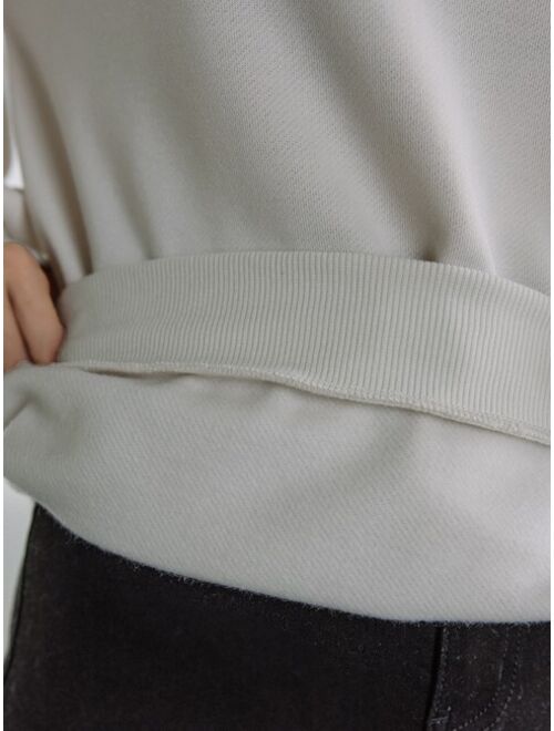 DAZY Slogan Graphic Drop Shoulder Thermal Lined Sweatshirt
