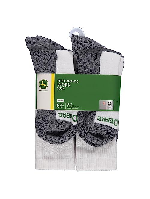 John Deere 6 Pair Mens Socks Size 8-12 Work Socks for Men