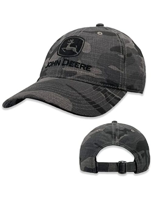 John Deere Mens Storm Camo Print Logo Hat Baseball Cap Gray