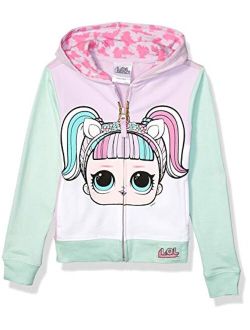 L.O.L. Surprise! Girls' The Theater Club Unicorn Big Face Zip-up Hoodie