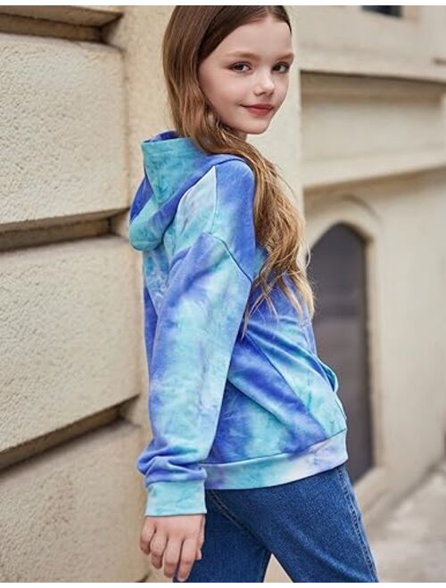 Greatchy Girls Tie Dye Hoodies Sweatshirts Loose Casual Long Sleeve Pullover Hooded With Pockets
