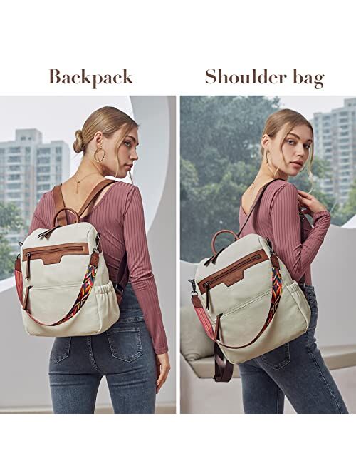 BOSTANTEN Backpack Purse for Women Fashion Designer Travel Backpack Leather Shoulder Bags Casual Convertible Daypack Deep Blue