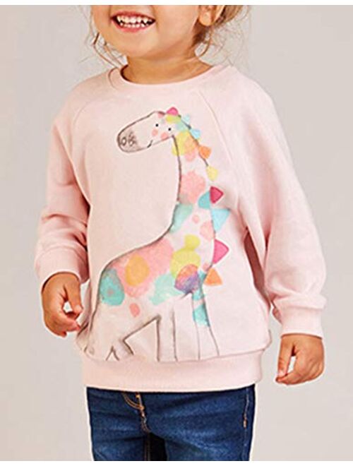 BGIRNUK Toddler Girls Boys Cotton Long Sleeve Pullover Sweatshirts Kids Dinosaur Printed Crewneck Tops