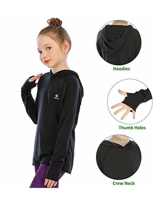 Hmiles Girls Long Sleeve Shirt UPF50+ Lightweight Hoodie Thin Active Tee Workout Running Pullover Top with Thumb Hole 3-12Years