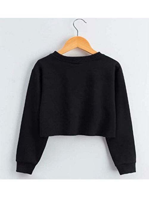 G-Amber Girls Long Sleeve Sweatshirts Kids Crop Print Funny Letters Fashion Pullover Tops