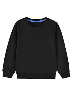 IESSRA Boys Girls Crewneck Sweatshirts Toddler Baby Sweatshirt Solid Cotton Soft Long Sleeve Active Pullover Tshirts