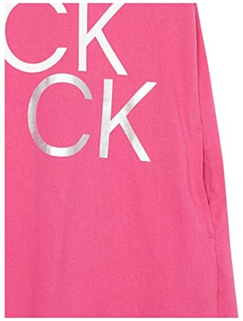 Calvin Klein Girls' One Size Performance Logo Sweatshirt Dress, Fleece Hoodie with Long Or Short Sleeves