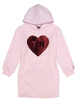 Girls' Hooded Sweatshirt Dress, Long Sleeve Fleece Hoodie with Fun Prints & Designs