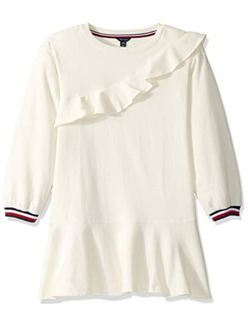 Tommy Hilfiger Girls' Hooded Sweatshirt Dress, Long Sleeve Fleece Hoodie with Fun Prints & Designs