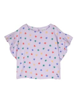 star-pattern woven T-shirt