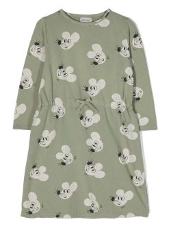 mouse-print long-sleeve dress