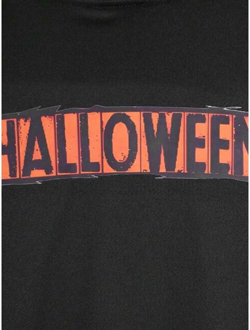 Shein Tween Boy Halloween Print Drop Shoulder Hoodie