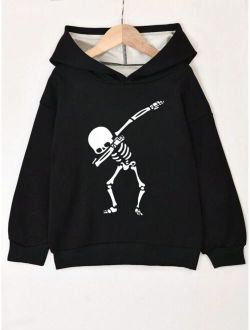 Shein Tween Boy Skeleton Print Hooded Sweatshirt