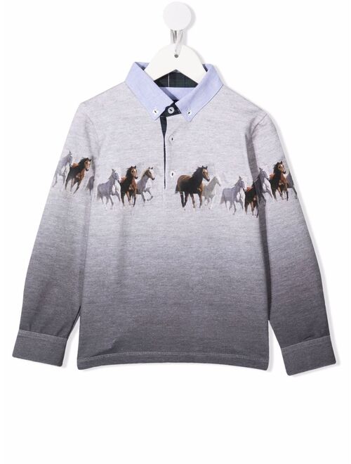 Lapin House horse print layered sweatshirt