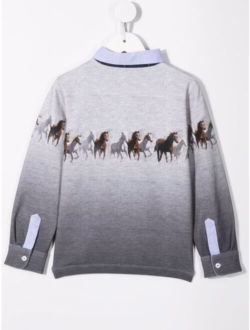 Lapin House horse print layered sweatshirt