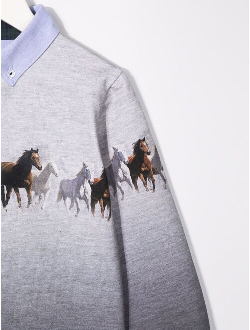 Lapin House horse print layered sweatshirt
