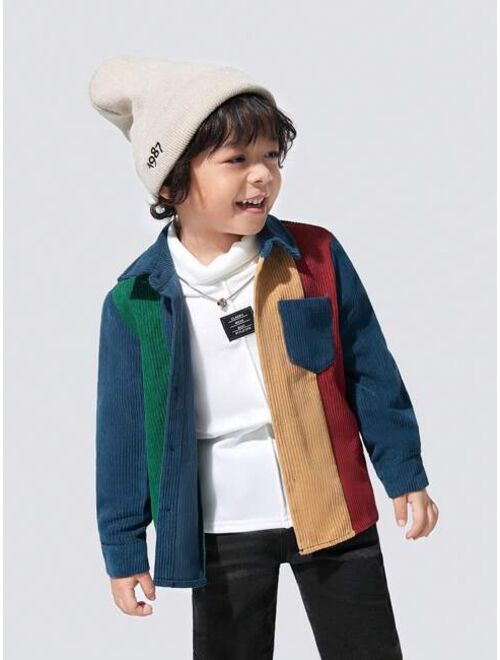 JNSQ Young Boy Colorblock Pocket Patched Shirt