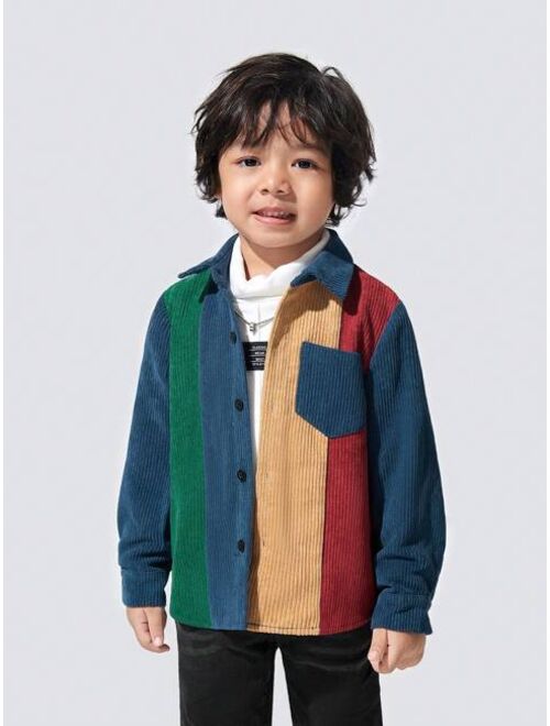 JNSQ Young Boy Colorblock Pocket Patched Shirt