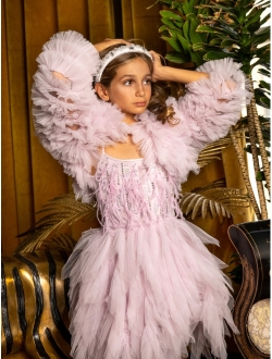 Plume sequin-embellished tulle dress