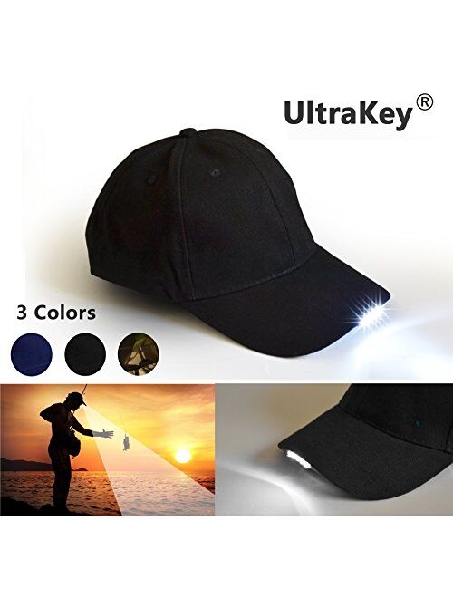 Ultrakey Hands Free LED Baseball Cap Hat for Outdoor Jogging Hip Hop Party Holiday