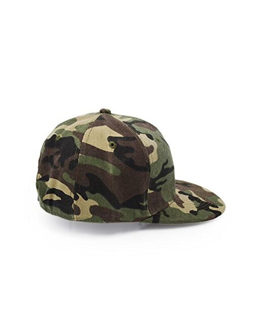 UltraKey Flat Brim Cap, Army Military Camo Baseball Cap Camouflage Hip Hop Flat Bill Plain Snapback Hats